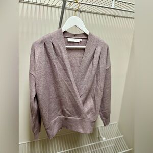 ASTR The Label Lilac Pleated Wrap Sweater - Size M